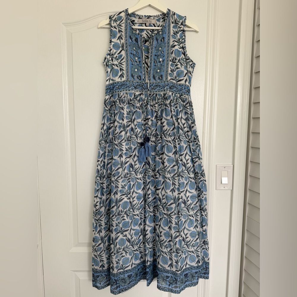 Blue and White Maxi Sundress